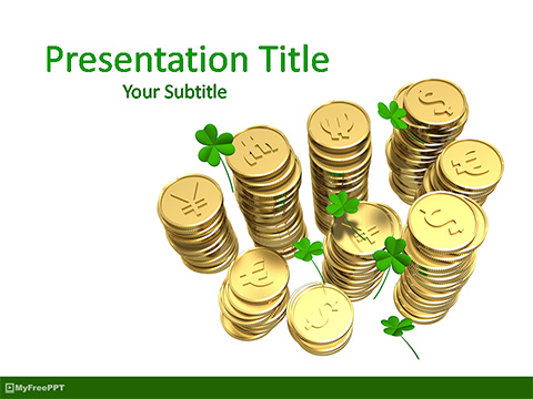 Gold Currency Coins PowerPoint Template