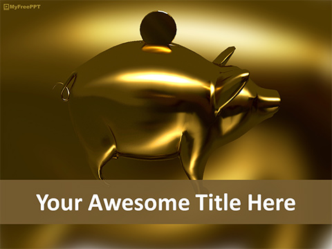 Gold Piggy Bank PowerPoint Template