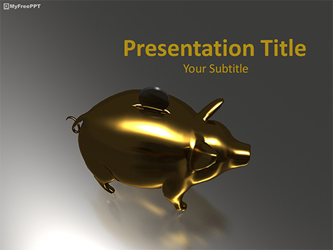 Golden Piggy Bank PowerPoint Template