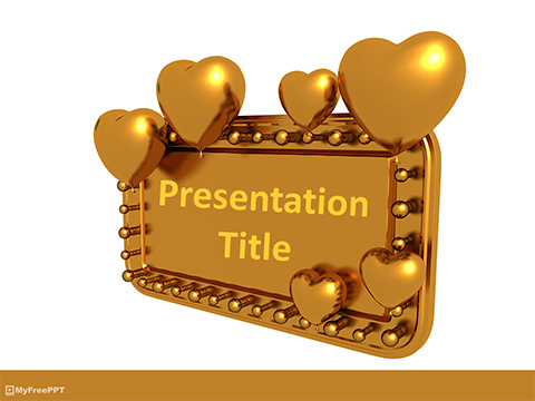 Golden Valentine Banner PowerPoint Template