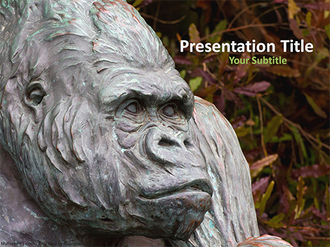 Gorilla Statue PowerPoint Template