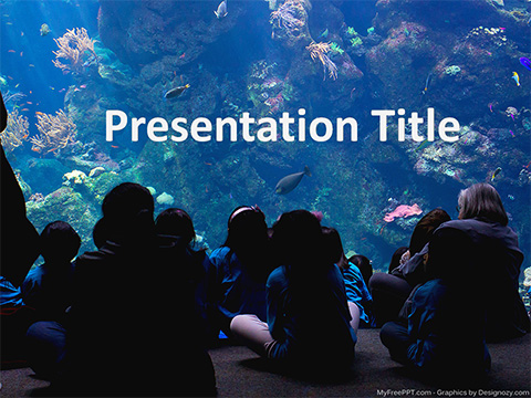 People Watching Aquarium PowerPoint Template